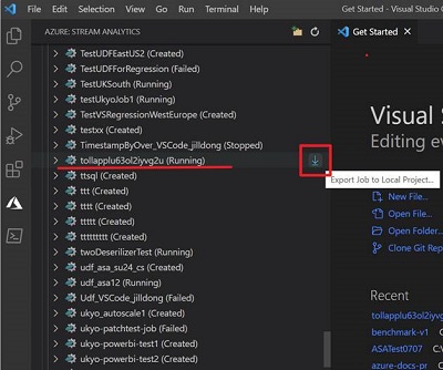 在 VS Code 中导出 ASA 作业