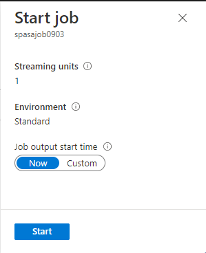 Screenshot showing the **Start job** page.