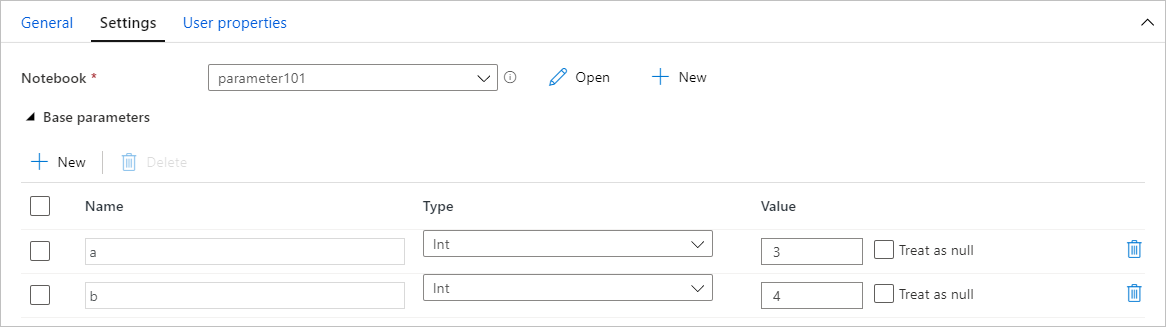 用于在 Azure Synapse Analytics 中分配参数的区域的屏幕截图。