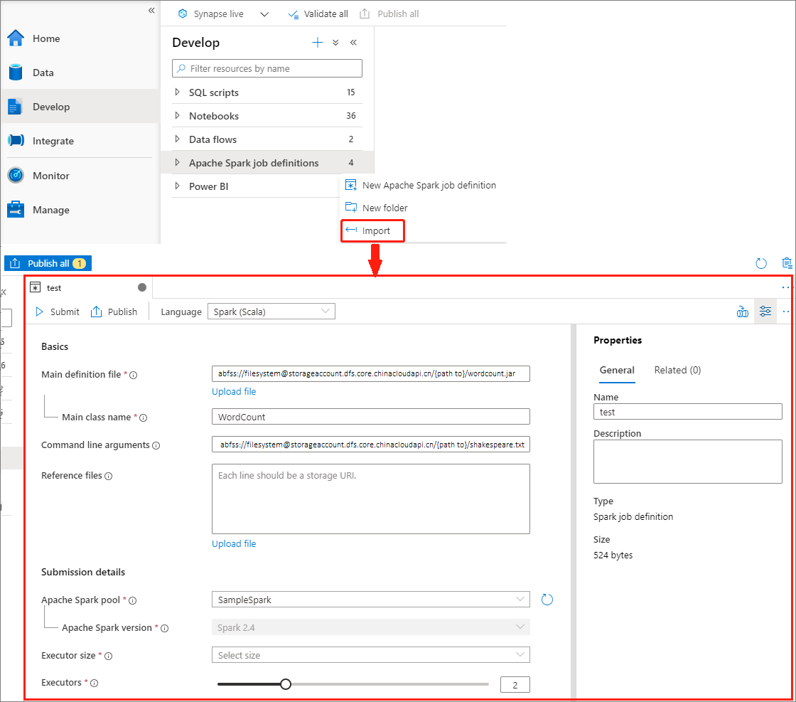 create import definition