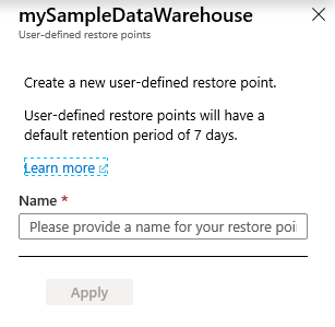 Name of Restore Point