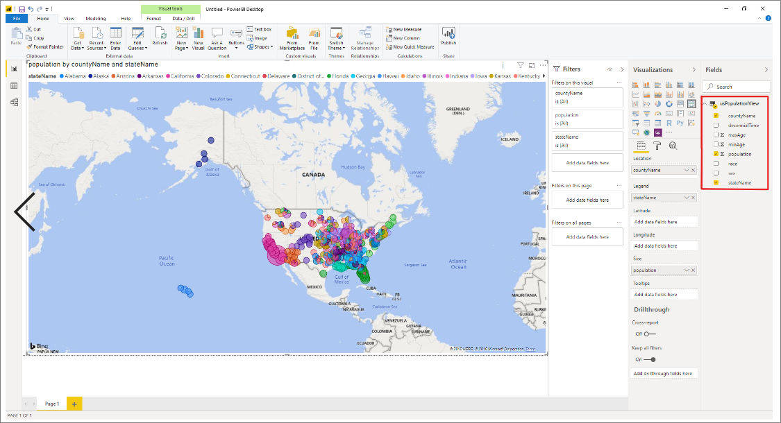 Select columns of interest to generate a map report.