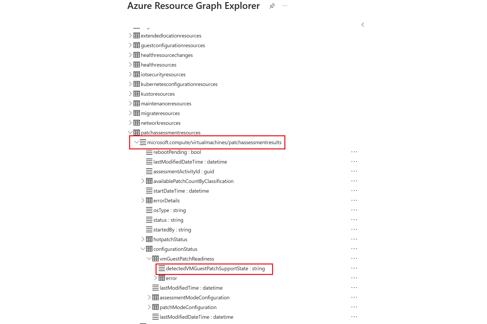 显示 Azure Resource Graph 资源管理器中的资源的屏幕截图。