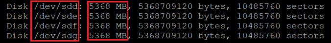 Screenshot showing the code that checks disk sizes. The results are highlighted.
