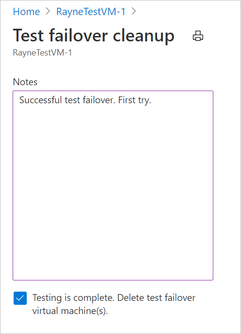 用于记录说明并删除测试 VM 的页面。