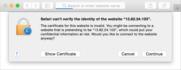 接受 Web 浏览器安全警告