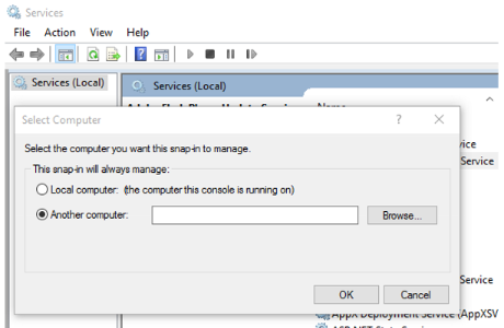 Screenshot of the dynamic IP input box in the Another computer option in the Select Computer dialog.