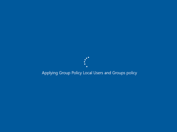Screenshot of Applying Group Policy Local Users and Groups policy loading in Windows Server 2012.