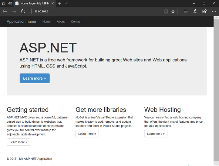 在 IIS VM 上运行的 ASP.NET Web 应用