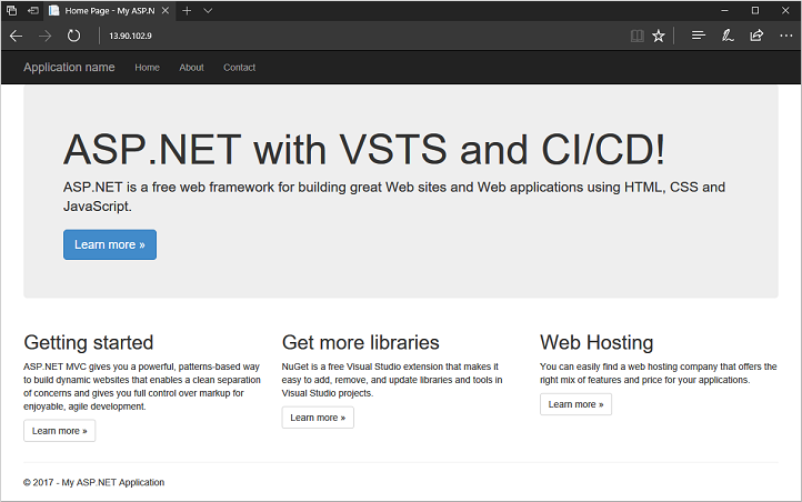 通过 CI/CD 管道在 IIS VM 上运行的 ASP.NET Web 应用