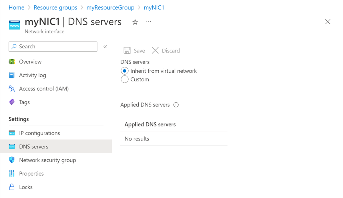 DNS 服务器配置的屏幕截图。