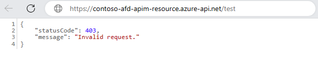 显示无法通过 Internet 访问 APIM 的屏幕截图。