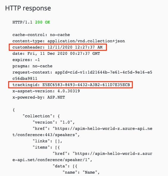 测试 API 响应的屏幕截图。