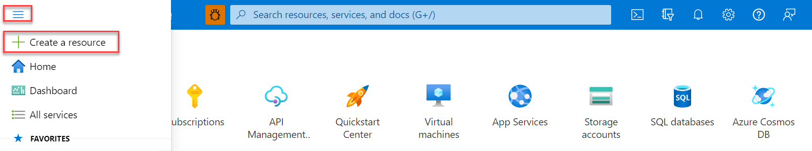 显示 Azure 门户的屏幕截图。