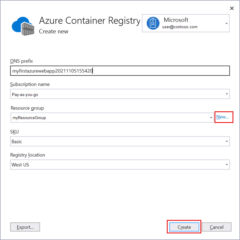 显示 Azure 容器注册表详细信息的屏幕截图。