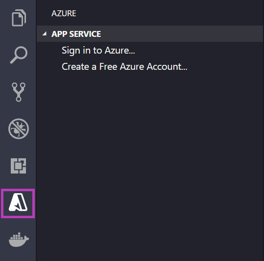 显示如何在 VS Code 中登录到 Azure 的屏幕截图。