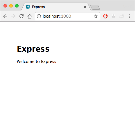 浏览器中运行的 Express 应用程序的屏幕截图。