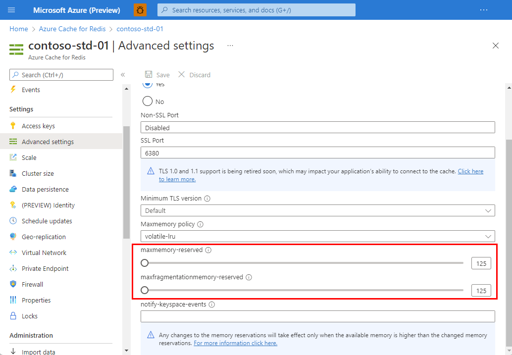Azure Cache for Redis 最大内存策略