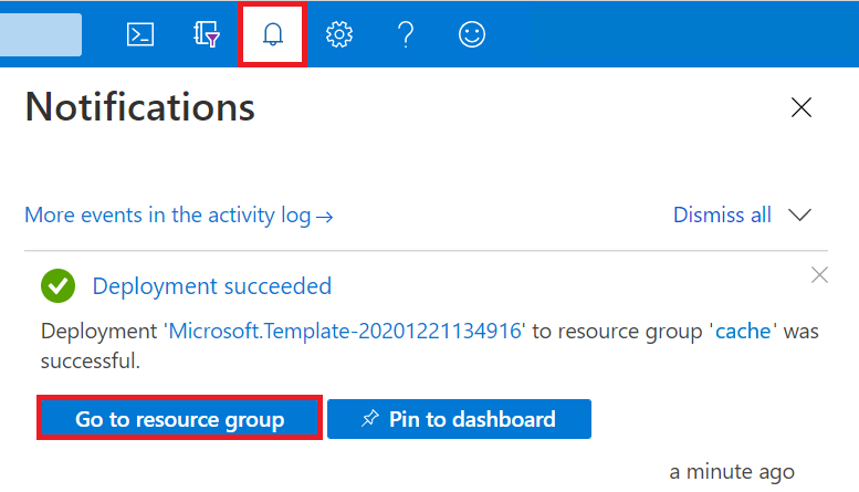 Azure 门户部署通知.