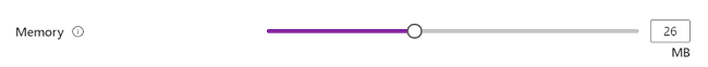 Microsoft.Common.Slider UI 元素的屏幕截图，其中包含允许的值范围。