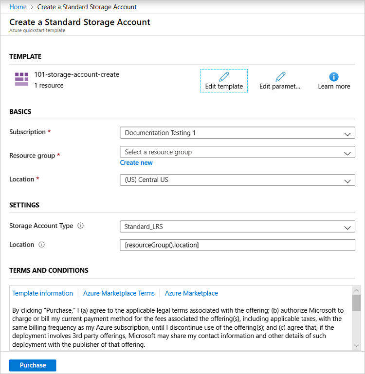 Azure 门户的屏幕截图，其中显示了用于提供参数值的窗格。