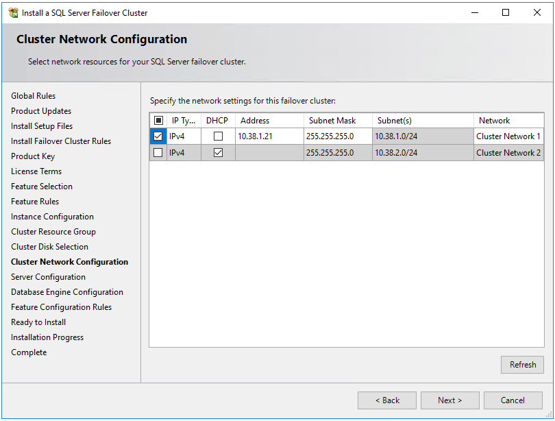 在第一个 SQL Server VM 的子网中，提供了辅助的 IP 地址的截图。