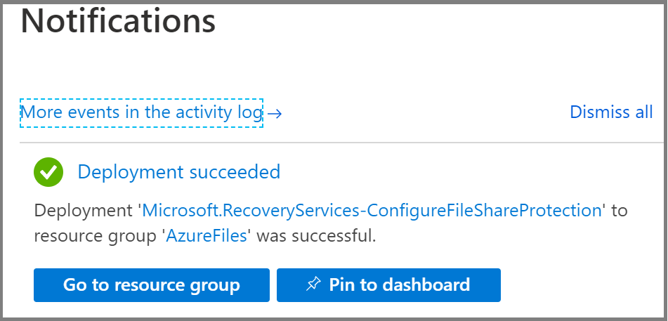 截图显示 Azure 门户通知。