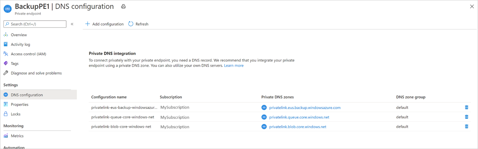 Azure 专用 DNS 区域中的 DNS 配置
