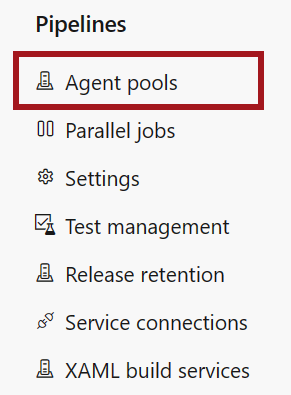 Azure DevOps 代理池按钮的截图。