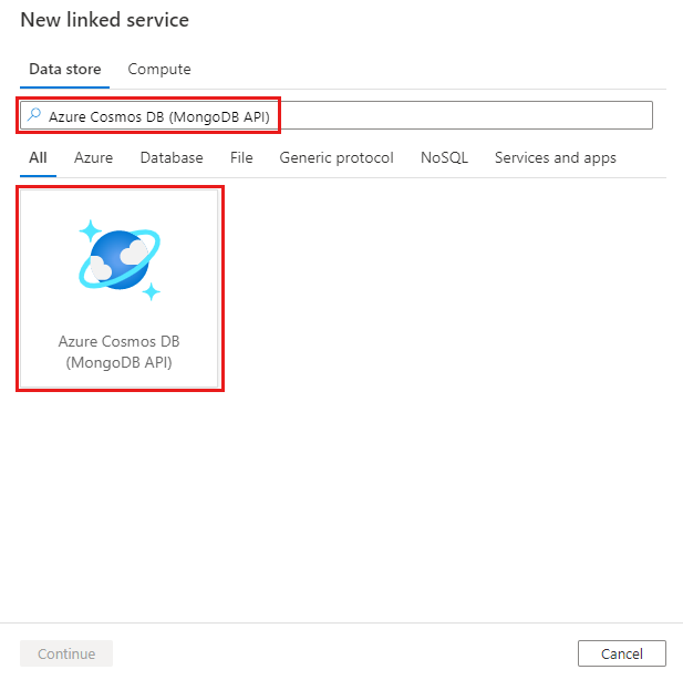 选择 Azure Cosmos DB 的 MongoDB 连接器。