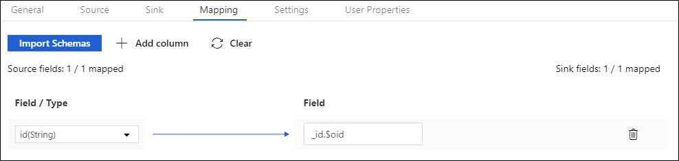 MongoDB 数据接收器中的映射 ID