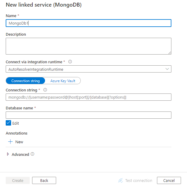 配置 MongoDB 的链接服务。