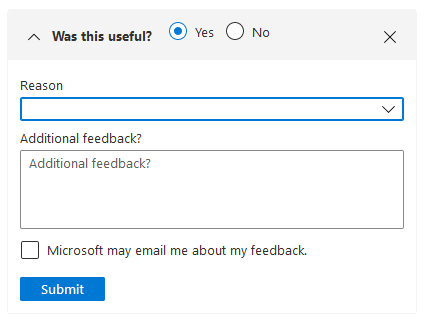 提供反馈Microsoft窗口的屏幕截图，该窗口允许你选择警报的有用性。