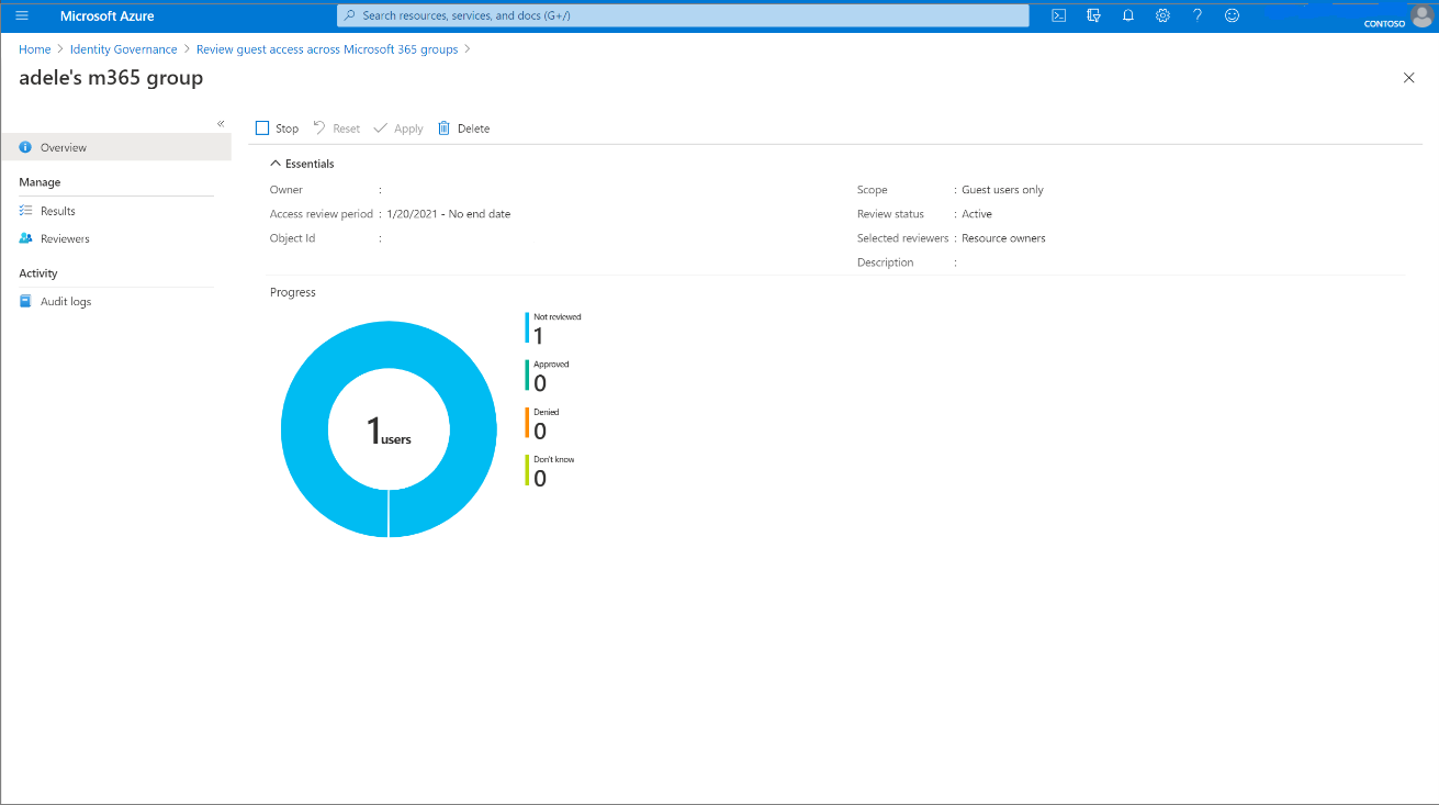 详细审核 Microsoft 365 组的来宾访问情况