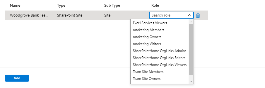 Access 包 - 为 SharePoint Online 网站添加资源角色