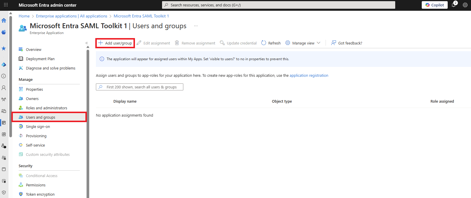 将用户帐户分配给 Microsoft Entra 租户中的应用程序。
