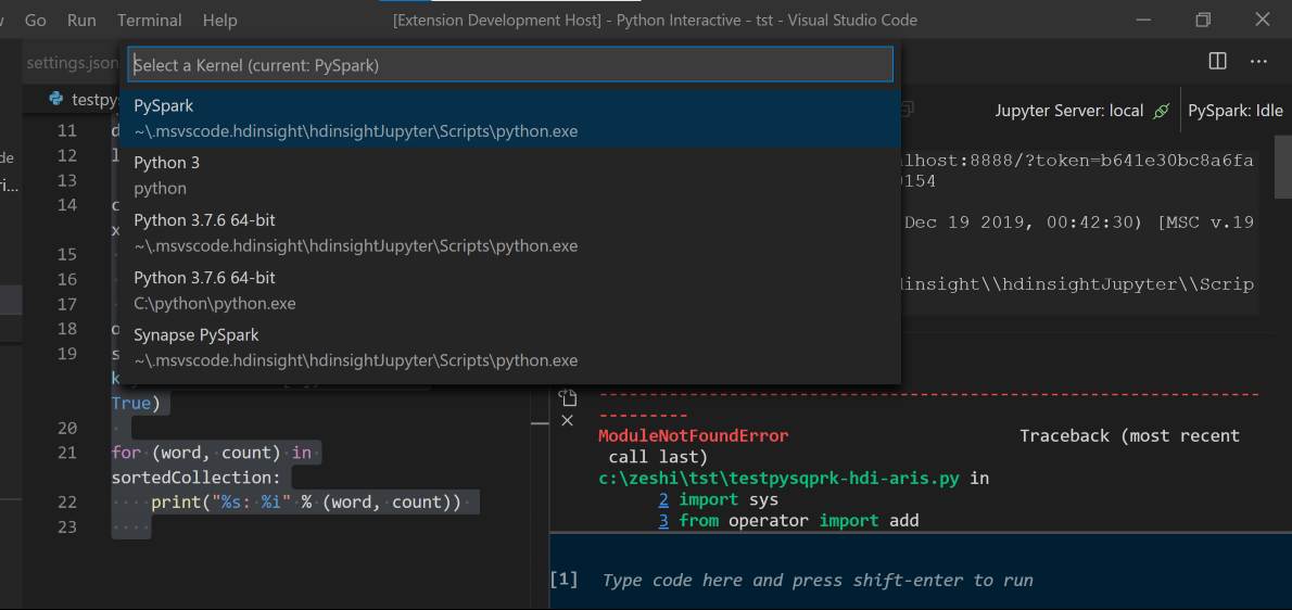 pyspark 交互式 Python 窗口。