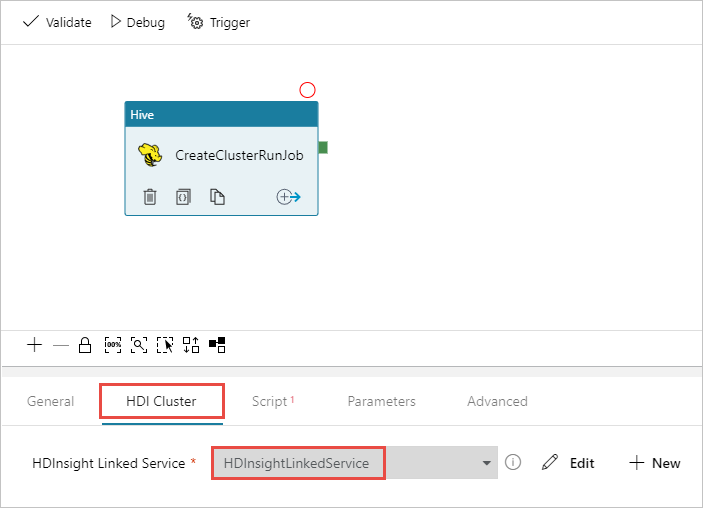 提供管道的 HDInsight 群集详细信息。