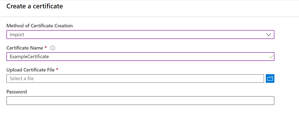通过 Azure 门户导入证书