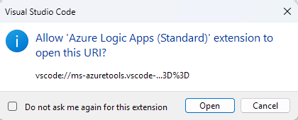 屏幕截图显示用于打开 Azure 工具的扩展提示。