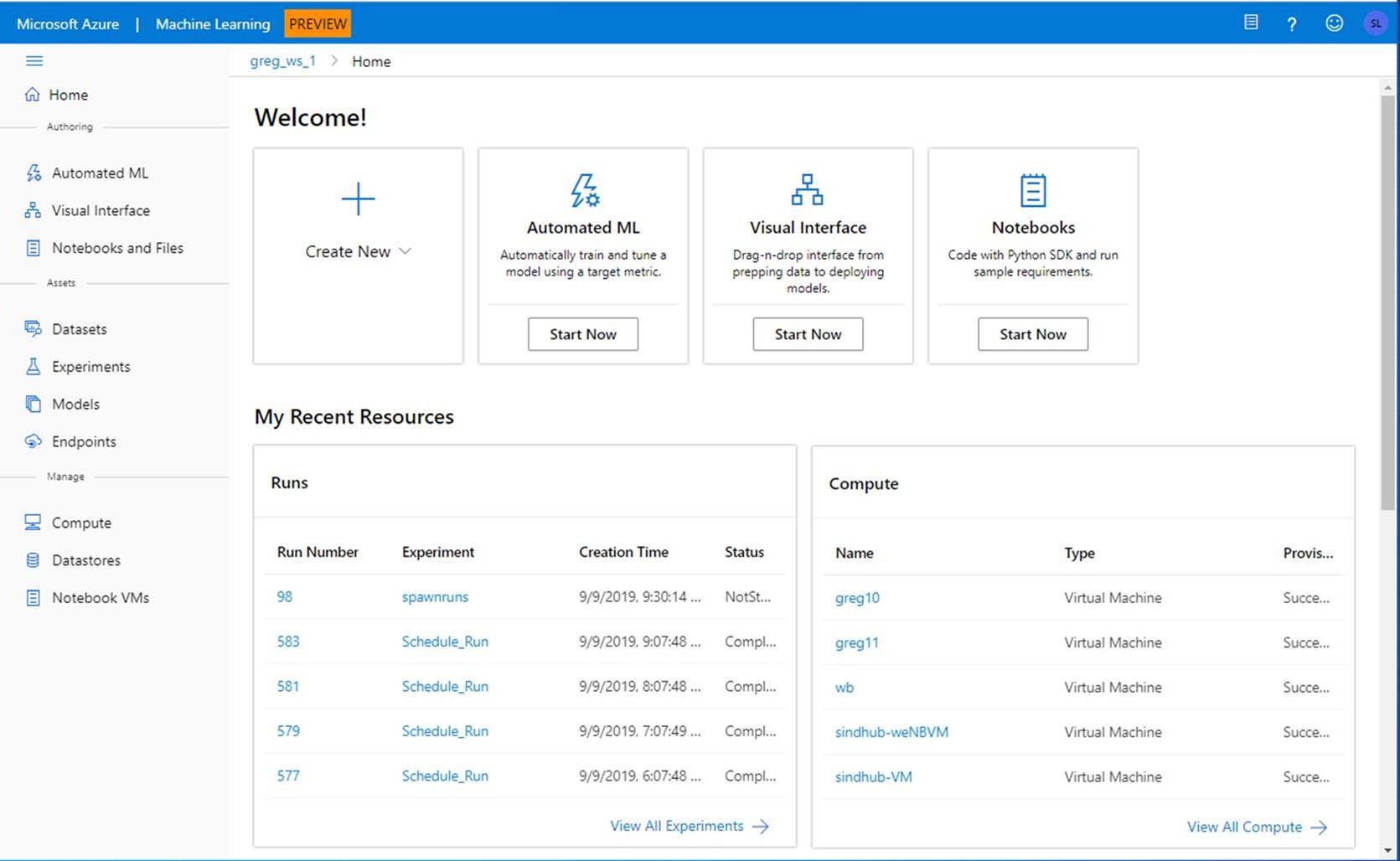 Azure 机器学习工作区 UI（预览版）