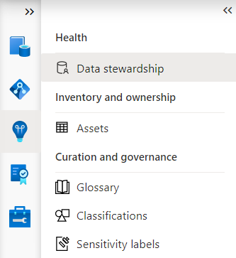 Microsoft Purview 数据资产状况见解目录的屏幕截图。