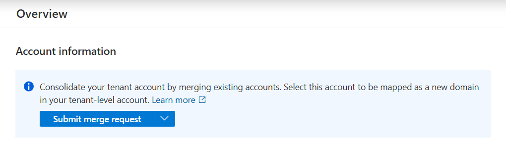 经典 Microsoft Purview 治理门户中合并帐户窗口的屏幕截图。