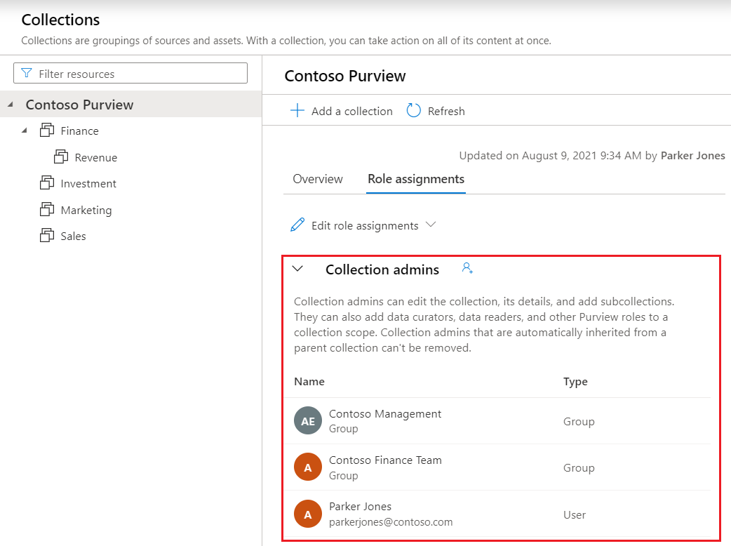 经典 Microsoft Purview 治理门户窗口的屏幕截图，该窗口已打开数据映射，其中突出显示了集合管理部分。