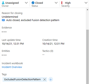 自动关闭且被排除的 Fusion 事件的屏幕截图。