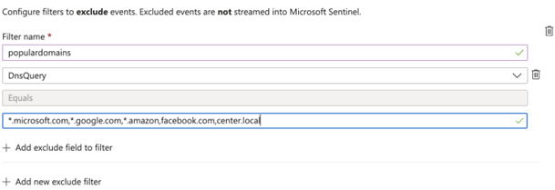 屏幕截图显示通过 A M A 连接器为 Windows D N S 筛选域。