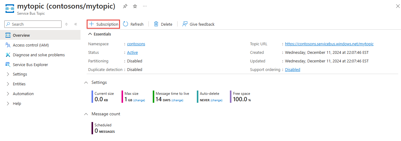 屏幕截图显示“主题”页上的“添加订阅”按钮。