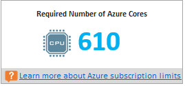部署规划器中所需 Azure 核心数的屏幕截图。