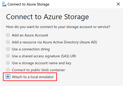 连接 Azure 存储源的 Azure 存储资源管理器的屏幕截图。
