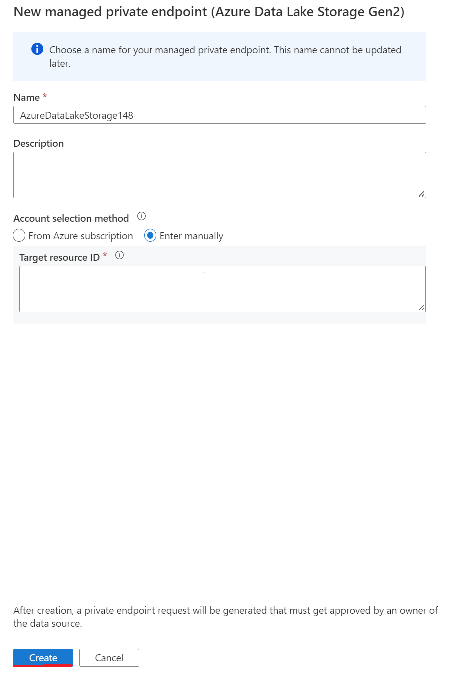 屏幕截图显示了一个新的 Azure SQL Server 2022 数据库链接服务专用终结点 2。